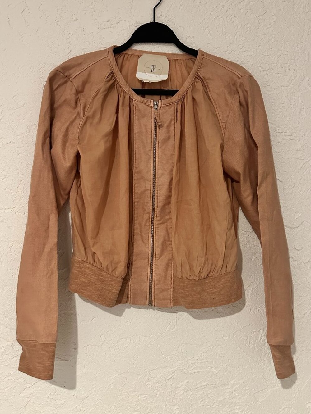 Anthropologie Hei Hei Blush Lightweight Zip Jacket